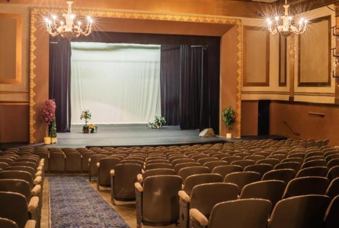 The inside of the Palace Theatre, looking at the open stage.