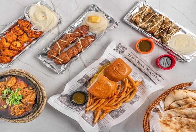 Burns Road Food Street showing an array of dishes