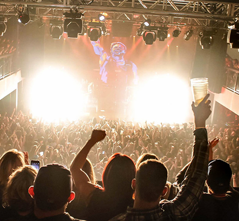audience watching a band on stage