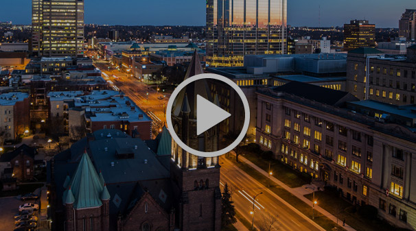 downtown london ontario at dusk